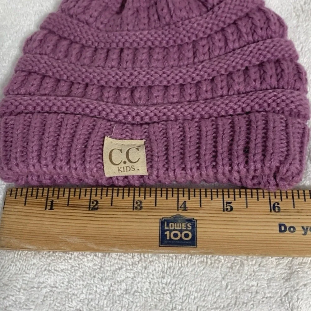 C.C Kids Beanie‎ Cozy One Size Purple Cable Knit Ribbed Winter Warm Hat